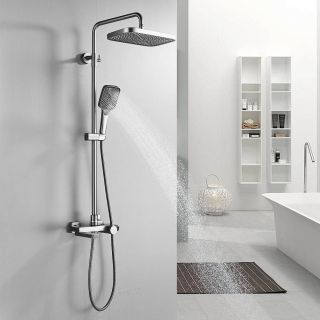 Душевая стойка Rose R1896T с термостатом пепельный